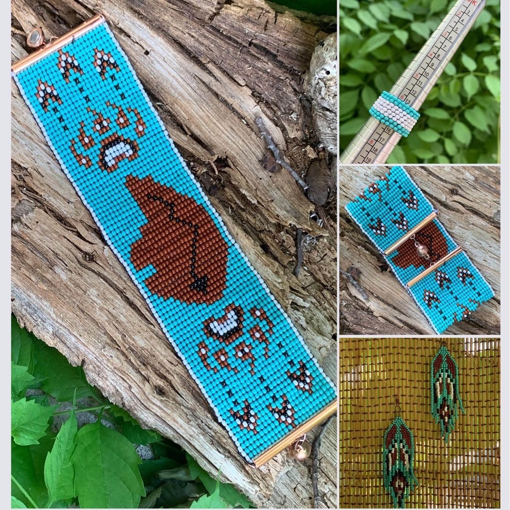NWOT Handmade Native Bear Seed Bead 3 pc Set